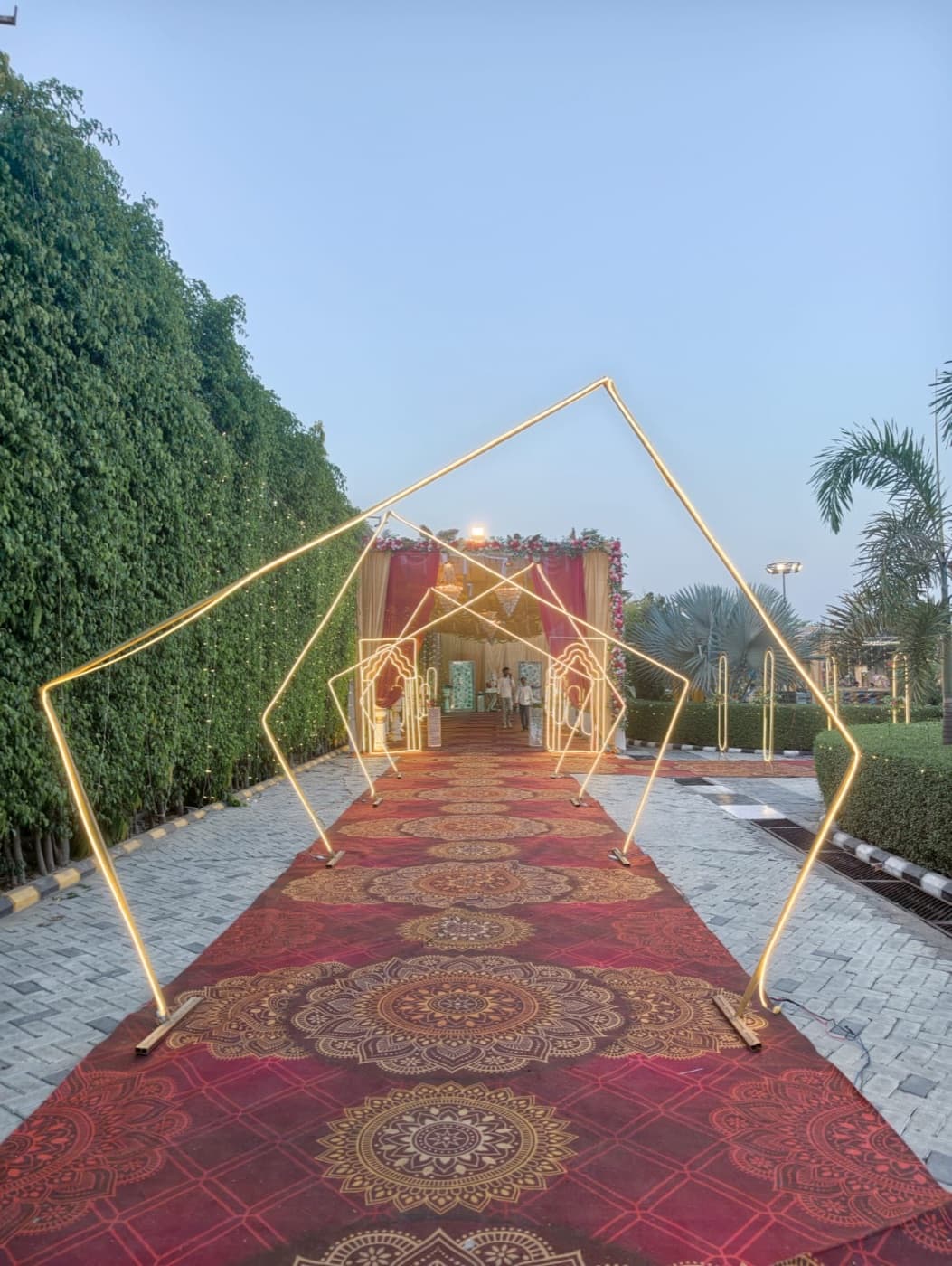 Illuminated wedding entrance walkway